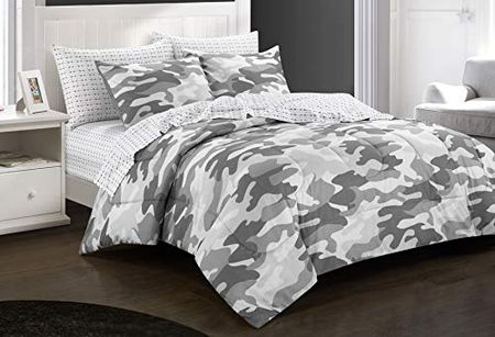 Heritage Kids - DK687855 Camouflage Comforter Set, Twin, Grey