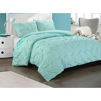 Heritage Club Ultra Soft – Sierra – Hypoallergenic – for Boys and Girls – All Season Breathable 2 Piece Kids and Teen Solid Pintuck Comforter Set – Alternative Microfiber –, Twin, Mint