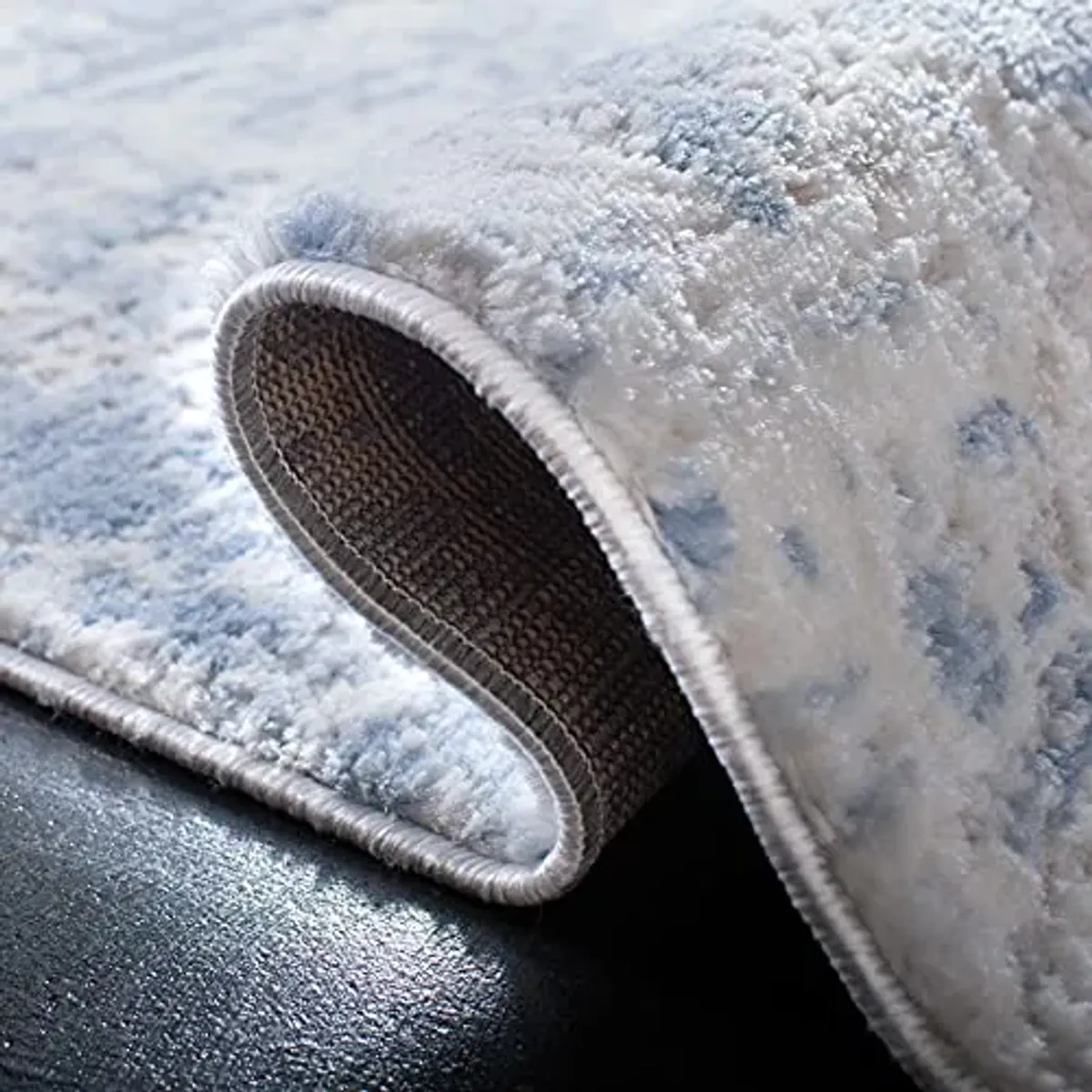 SAFAVIEH Amelia Collection Area Rug - 9' x 12', Grey & Blue, Modern Abstract Design, Non-Shedding & Easy Care, Ideal for High Traffic Areas in Living Room, Bedroom (ALA705F)