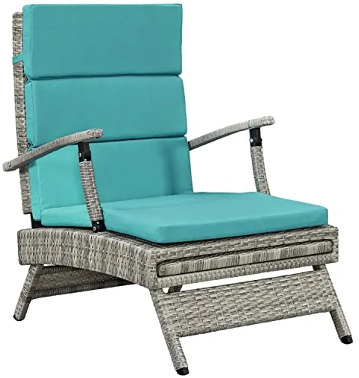 Modway Envisage Outdoor Patio Wicker Rattan Chaise Lounge in Light Gray Turquoise