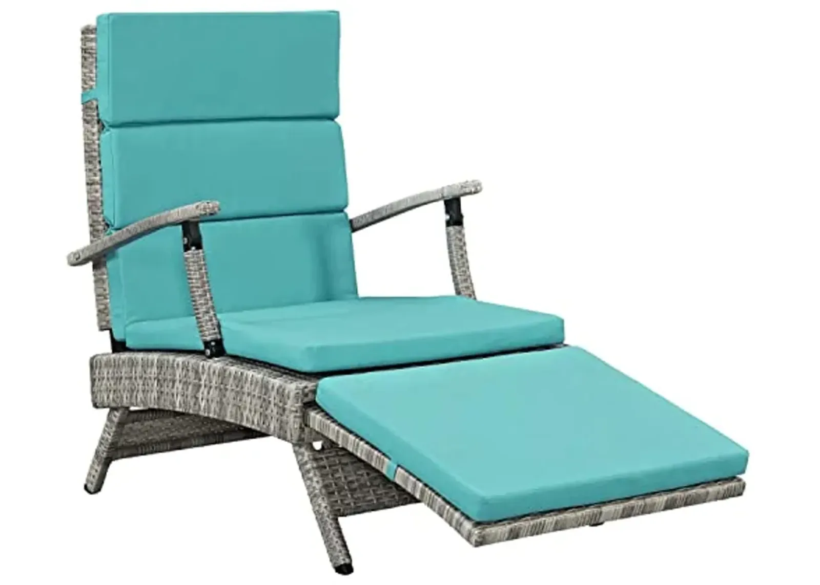 Modway Envisage Outdoor Patio Wicker Rattan Chaise Lounge in Light Gray Turquoise