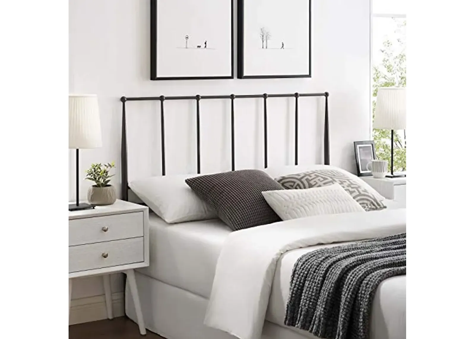 Modway Kiana Stainless Steel Metal Queen Headboard in Brown