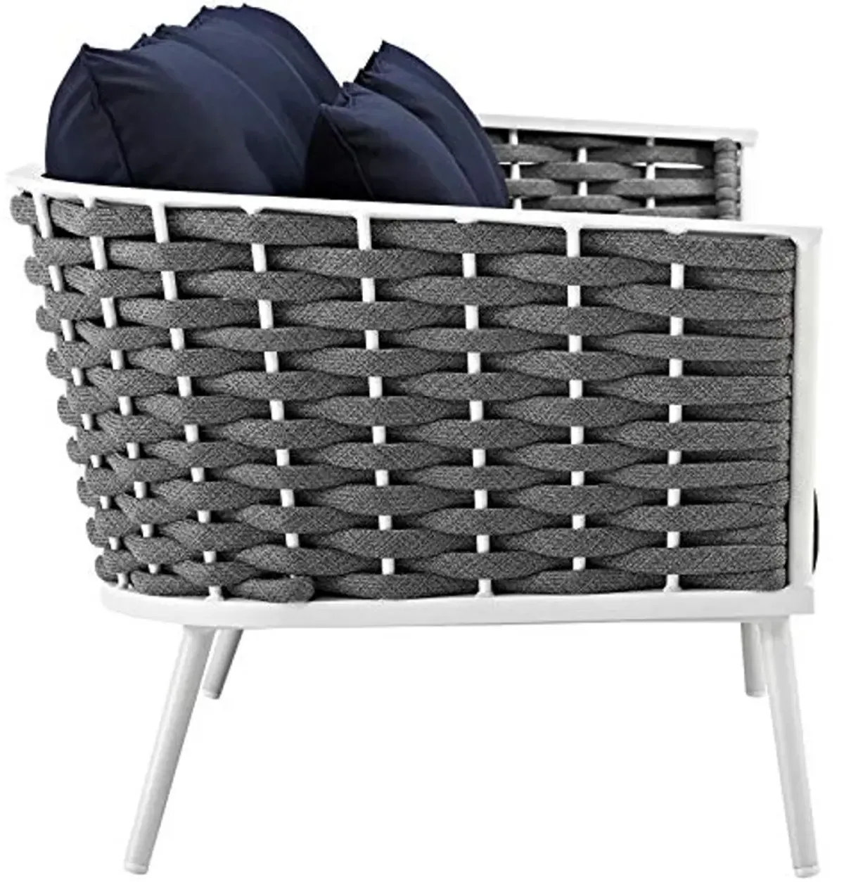 Modway Stance Outdoor Patio Contemporary Modern Woven Rope Sofa In White navy