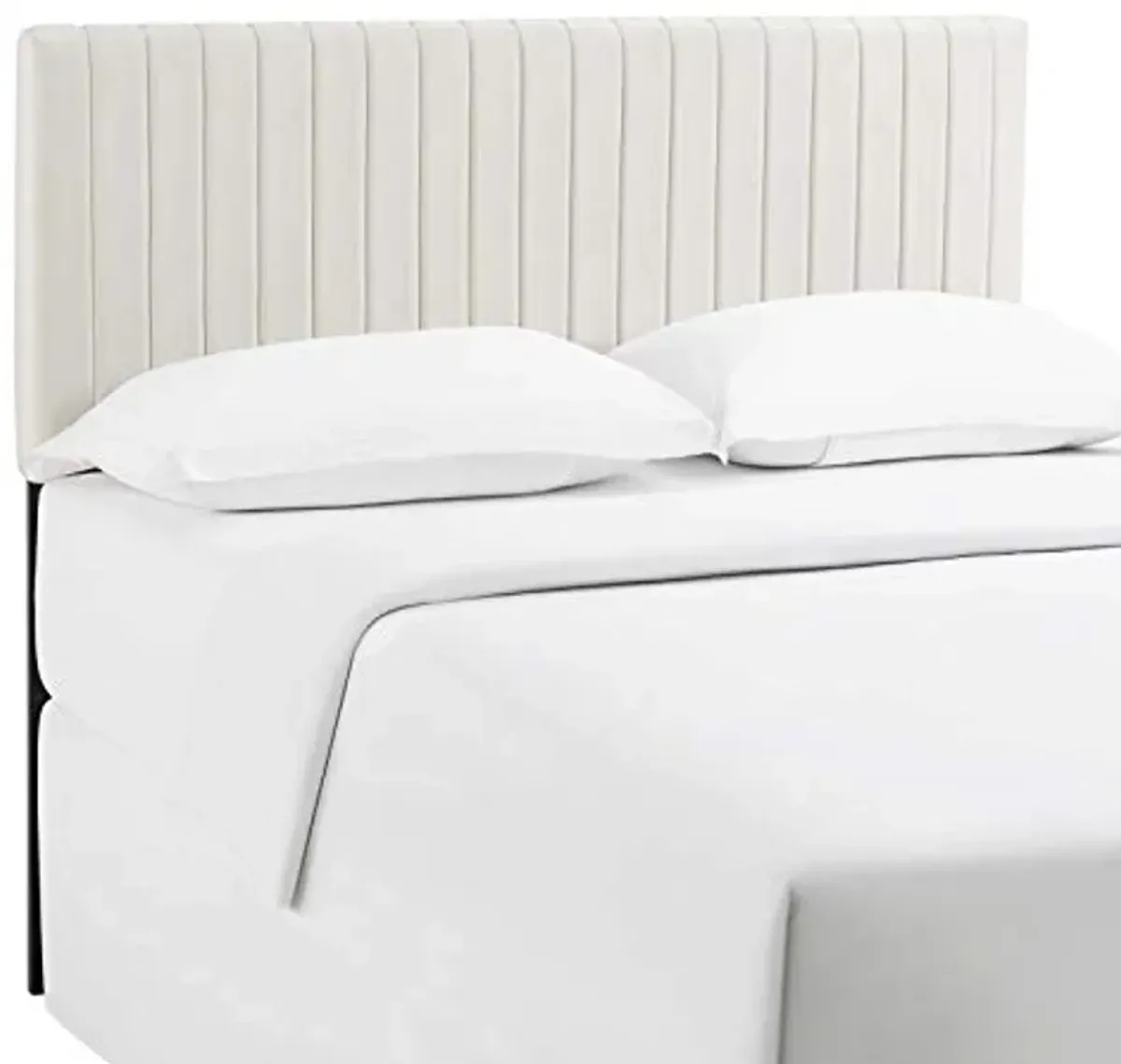 Modway Keira Channel Tufted Performance Velvet Upholstered King Headboard in Ivory