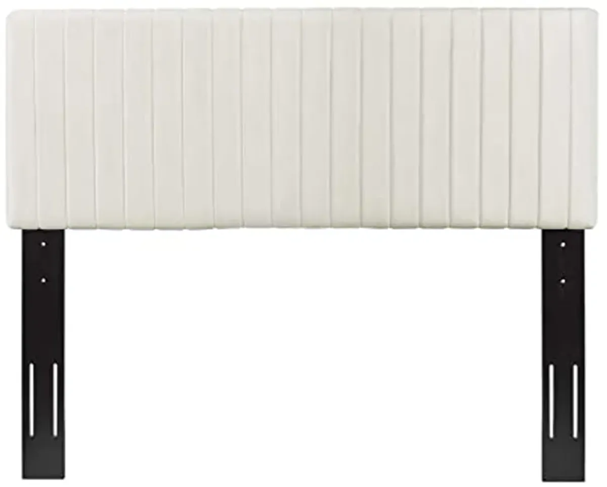 Modway Keira Channel Tufted Performance Velvet Upholstered King Headboard in Ivory