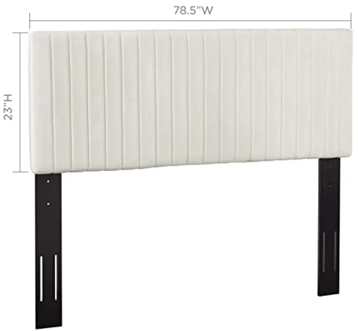 Modway Keira Channel Tufted Performance Velvet Upholstered King Headboard in Ivory