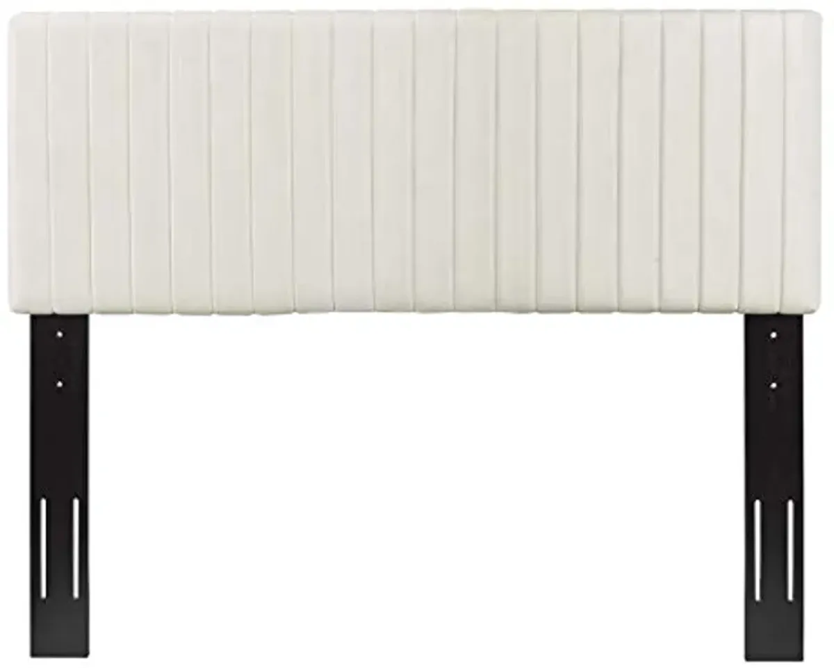 Modway Keira Channel Tufted Performance Velvet Upholstered King Headboard in Ivory