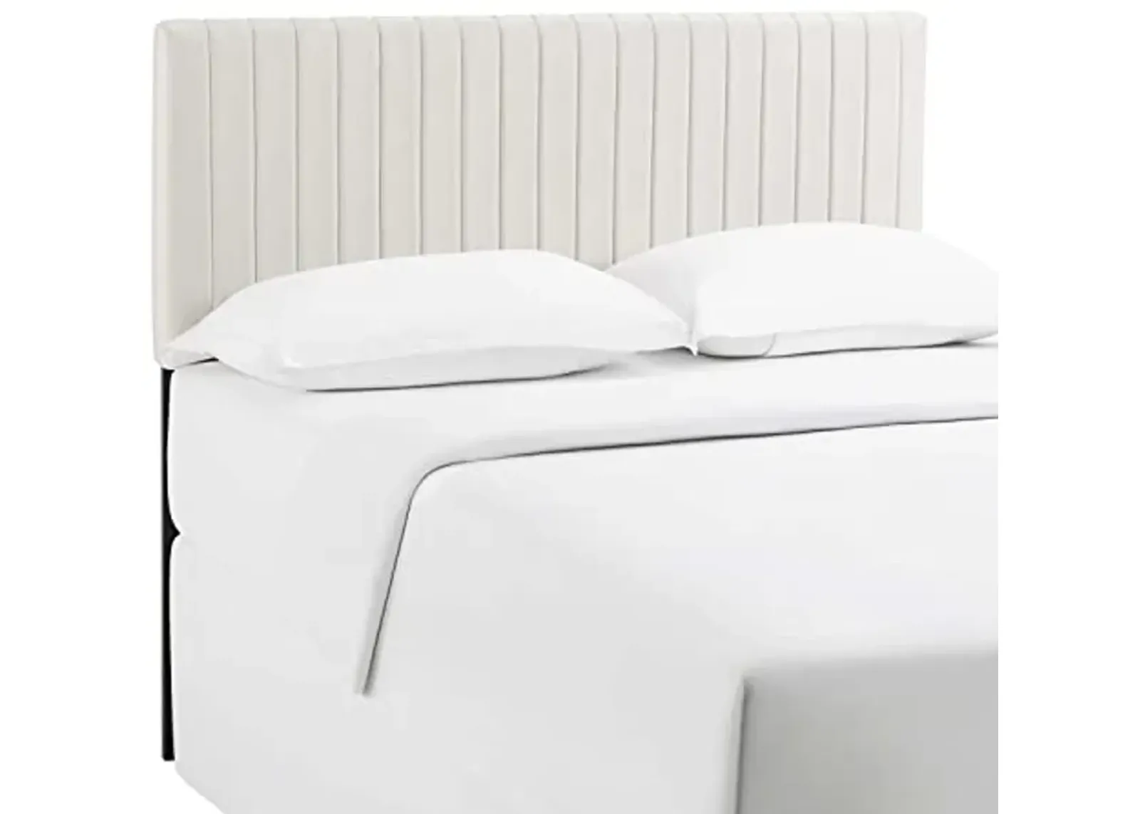 Modway Keira Channel Tufted Performance Velvet Upholstered King Headboard in Ivory