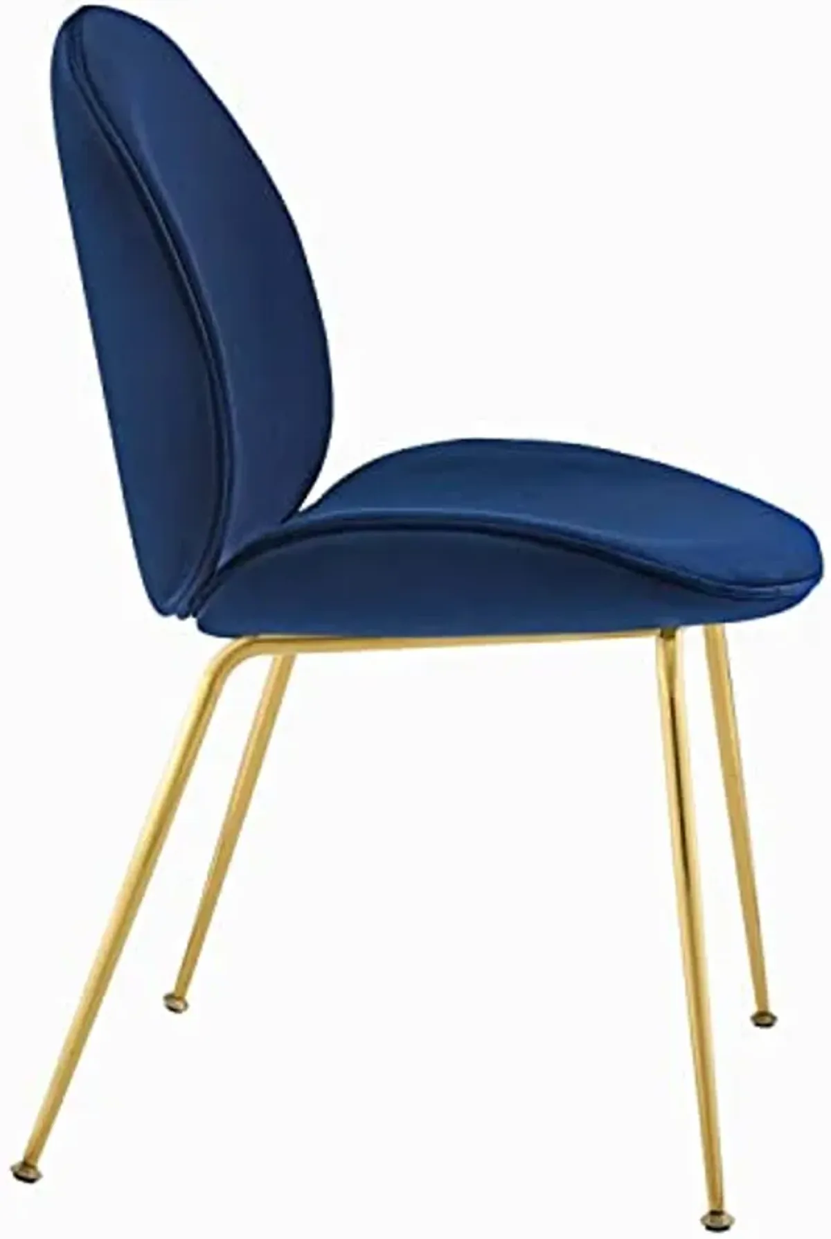 Modway Scoop Performance Velvet Dining Side Chair with Gold Stainless Steel Metal Base in Navy