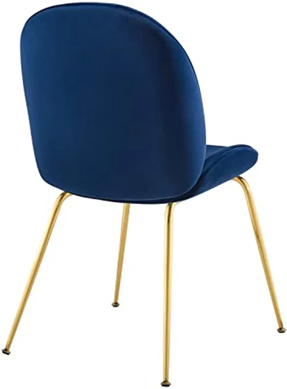 Modway Scoop Performance Velvet Dining Side Chair with Gold Stainless Steel Metal Base in Navy