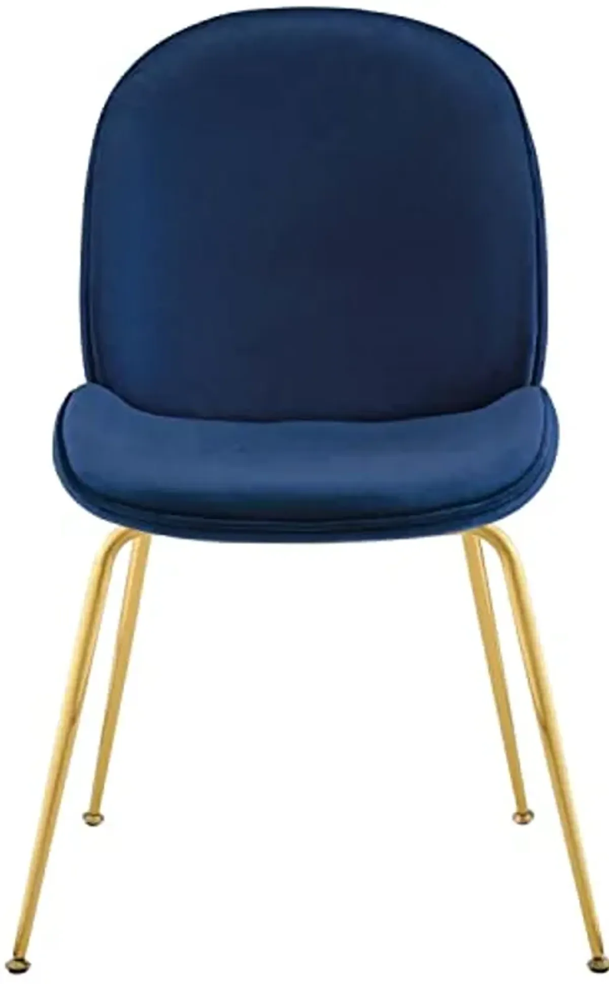 Modway Scoop Performance Velvet Dining Side Chair with Gold Stainless Steel Metal Base in Navy