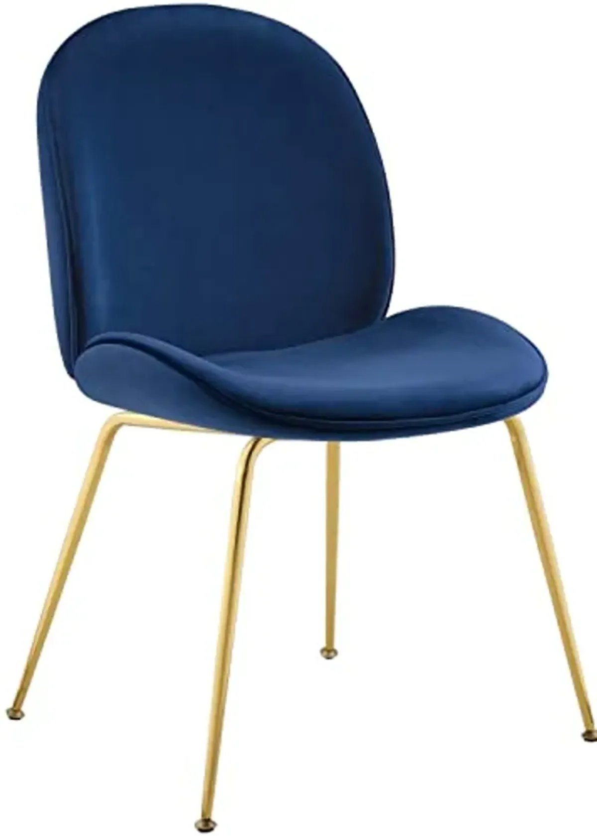 Modway Scoop Performance Velvet Dining Side Chair with Gold Stainless Steel Metal Base in Navy