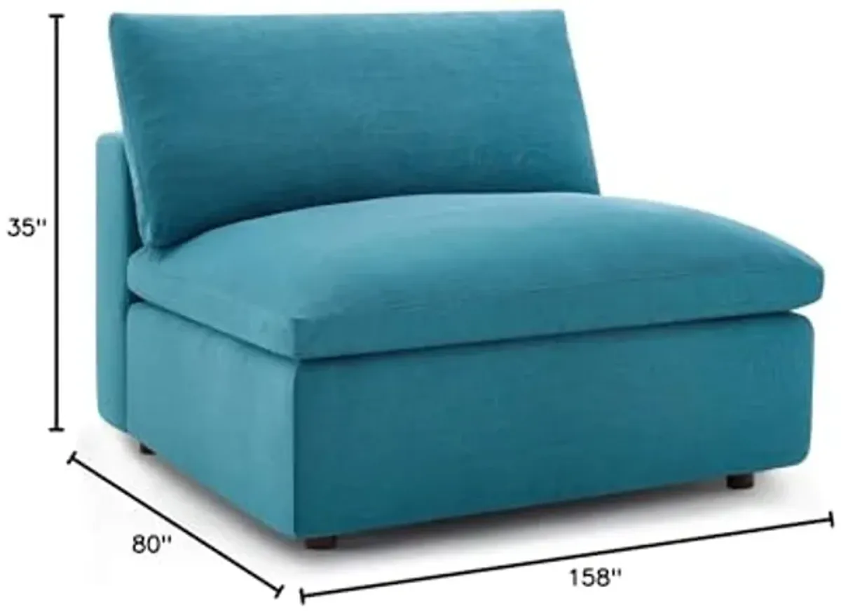 Modway Commix Down-Filled Overstuffed Upholstered 6-Piece Sectional Sofa Set in Teal