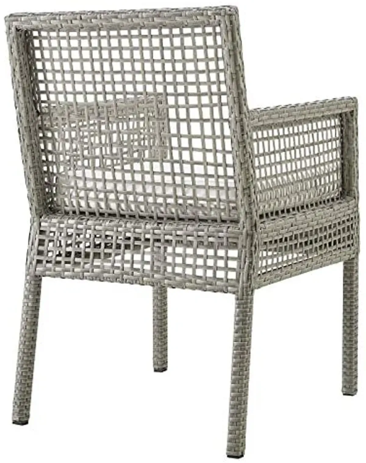 Modway Aura Outdoor Patio Wicker Rattan Set of 4 Dining Armchair in Gray White