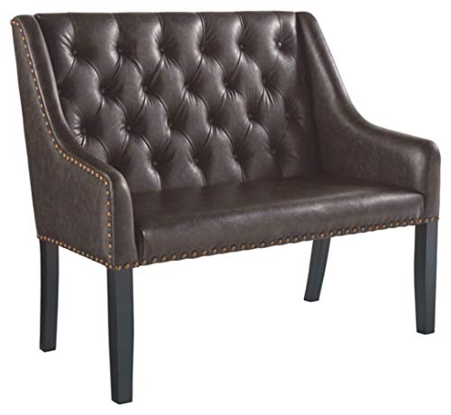 Signature Design by Ashley Carondelet New Traditional Faux Leather Tufted Accent Bench, Brown