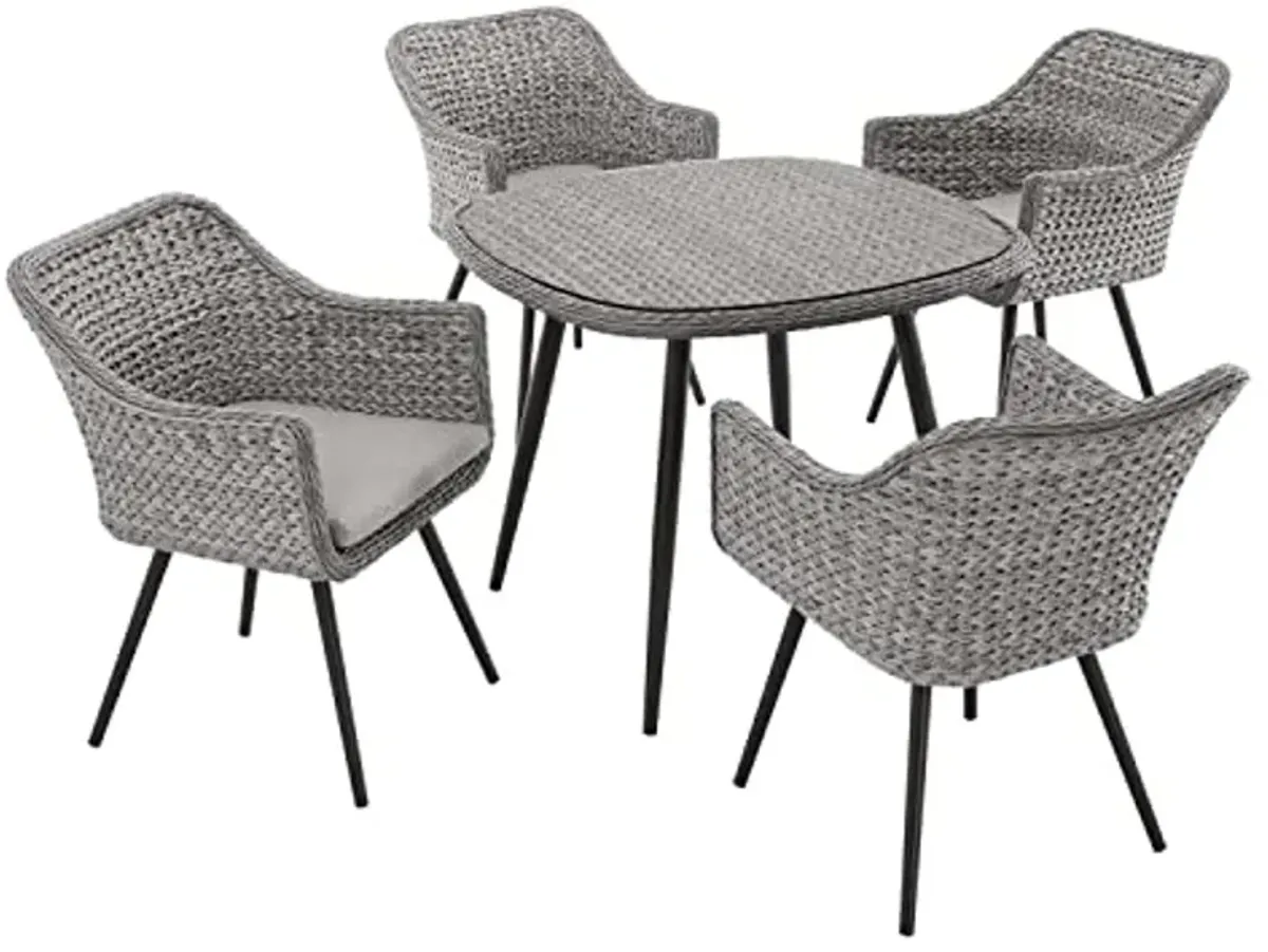 Modway EEI-3320-GRY-GRY-SET Endeavor 5 Piece Outdoor Patio Wicker Rattan Set Gray, Dining Set of 5