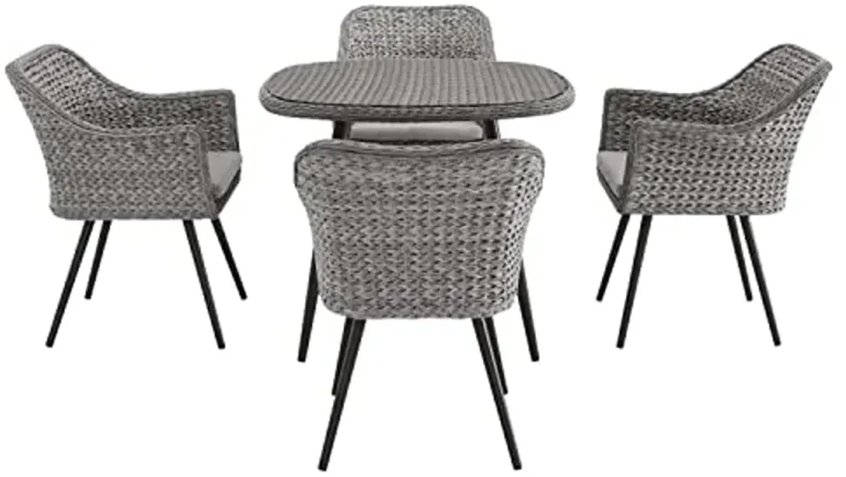 Modway EEI-3320-GRY-GRY-SET Endeavor 5 Piece Outdoor Patio Wicker Rattan Set Gray, Dining Set of 5