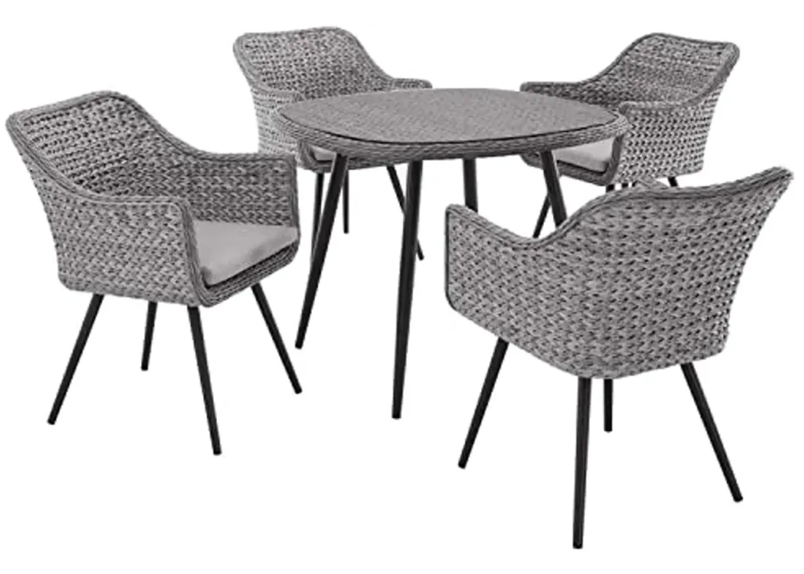 Modway EEI-3320-GRY-GRY-SET Endeavor 5 Piece Outdoor Patio Wicker Rattan Set Gray, Dining Set of 5