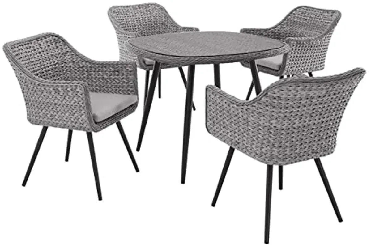 Modway EEI-3320-GRY-GRY-SET Endeavor 5 Piece Outdoor Patio Wicker Rattan Set Gray, Dining Set of 5