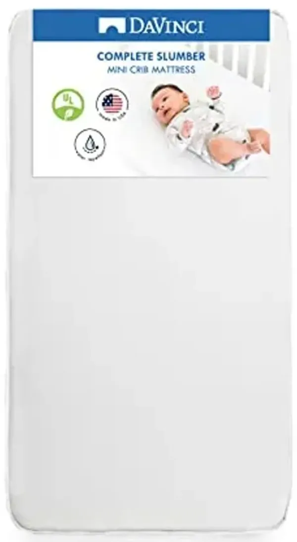 DaVinci Complete Slumber MINI Crib Mattress, Firm support, Lightweight, Waterproof, Greenguard Gold Certified