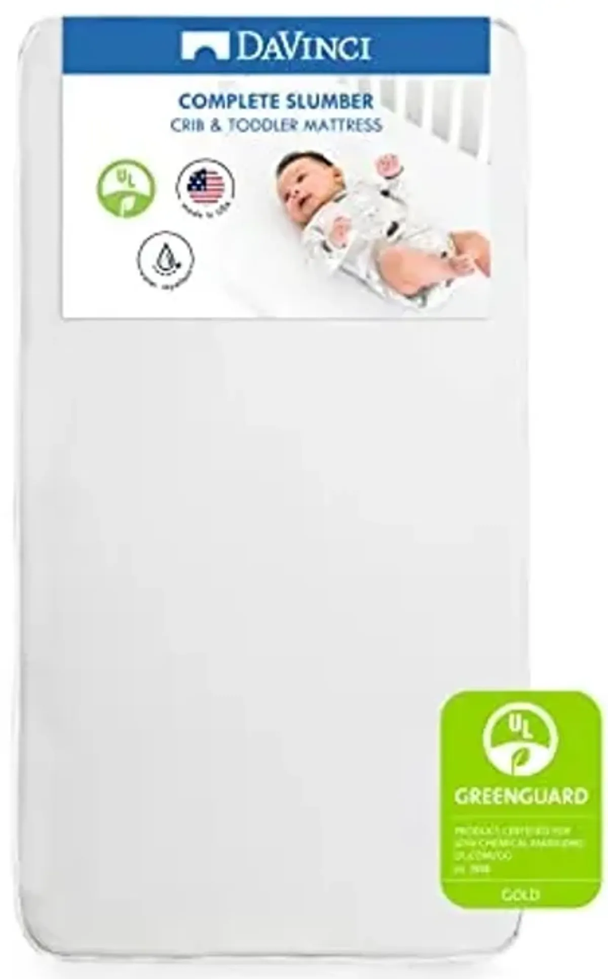 DaVinci Complete Slumber Crib & Toddler Mattress, Firm support, Lightweight, Waterproof, Greenguard Gold Certified