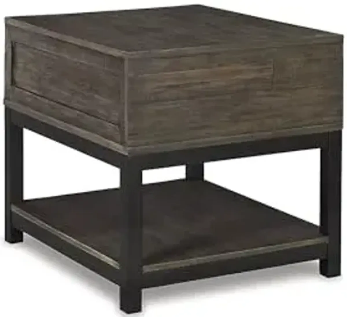 Signature Design by Ashley Johurst Rustic Square End Table, 1 Drawer and Fixed Lower Shelf, Rustic Brown