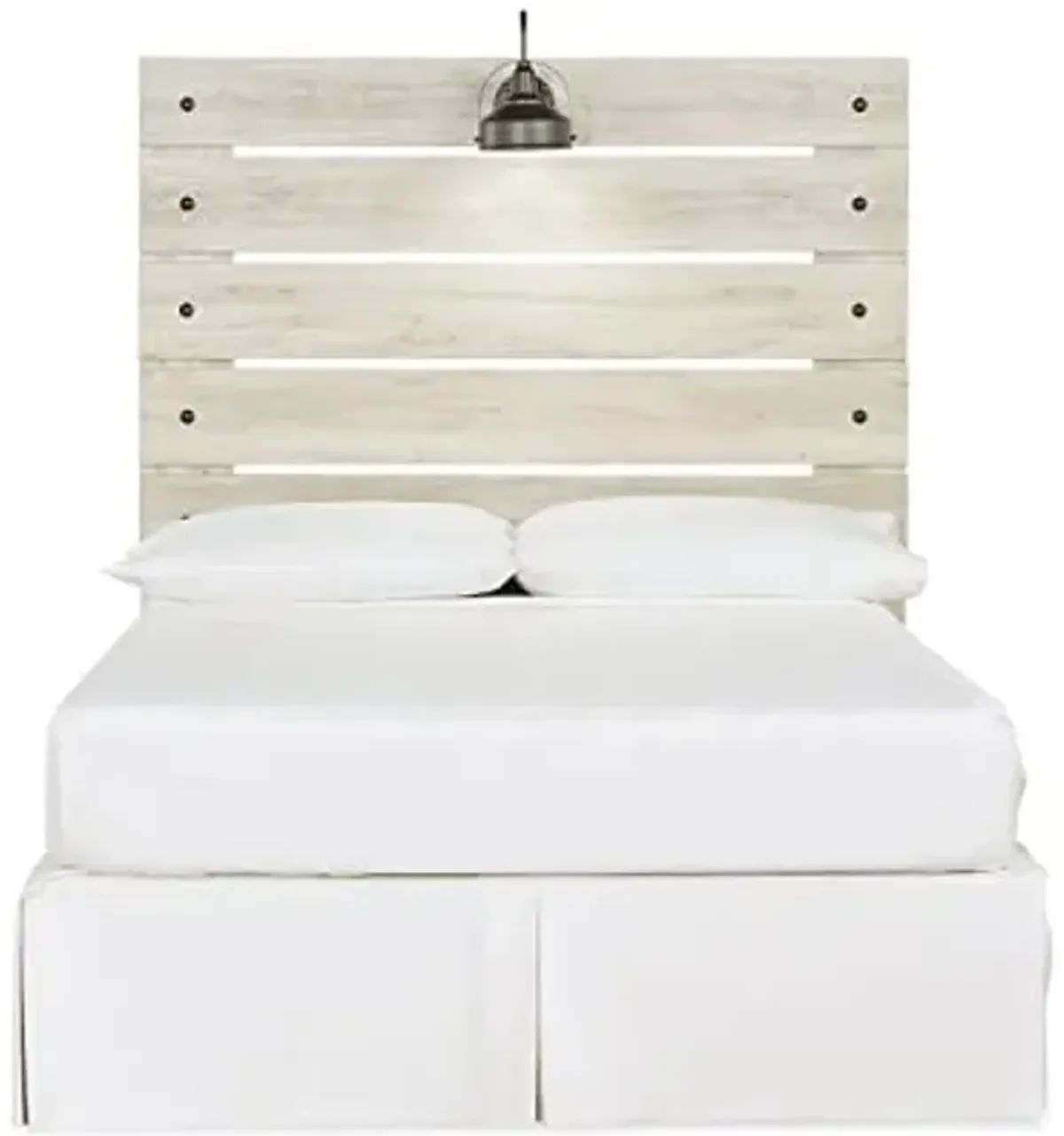 Signature Design by Ashley Cambeck Farmhouse Panel Headboard ONLY with USB Charging Stations, Full, Whitewash