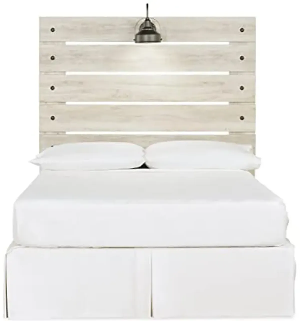 Signature Design by Ashley Cambeck Farmhouse Panel Headboard ONLY with USB Charging Stations, Full, Whitewash