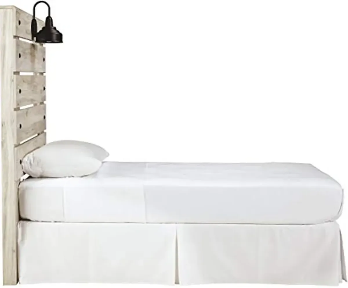 Signature Design by Ashley Cambeck Farmhouse Panel Headboard ONLY with USB Charging Stations, Twin, Whitewash