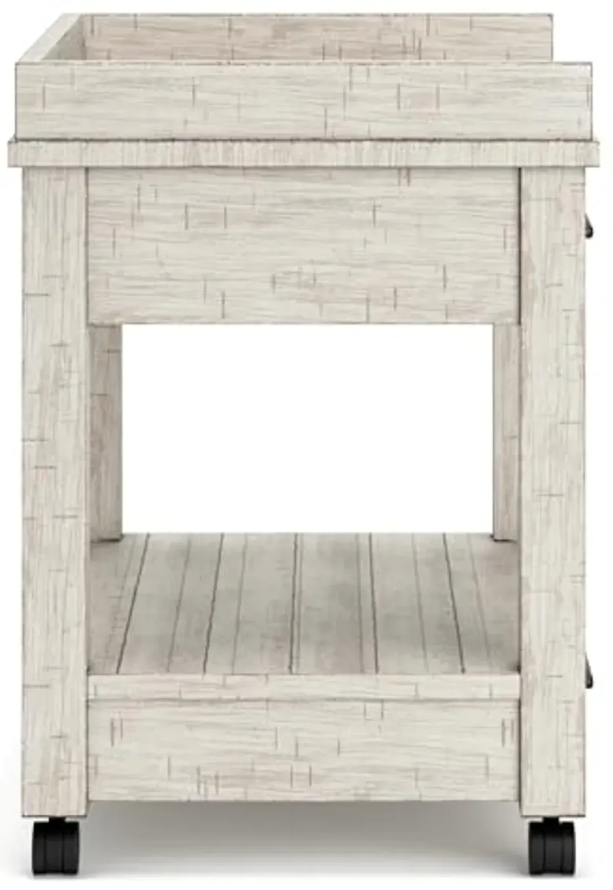 Signature Design by Ashley Carynhurst Rustic Farmhouse Printer Stand with Casters, Whitewash