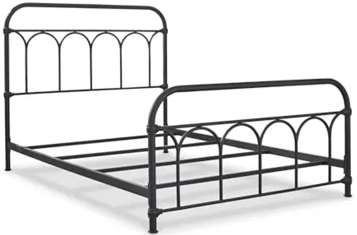 Signature Design by Ashley Nashburg Industrial Farmhouse Metal Bed, Full, Matte Black