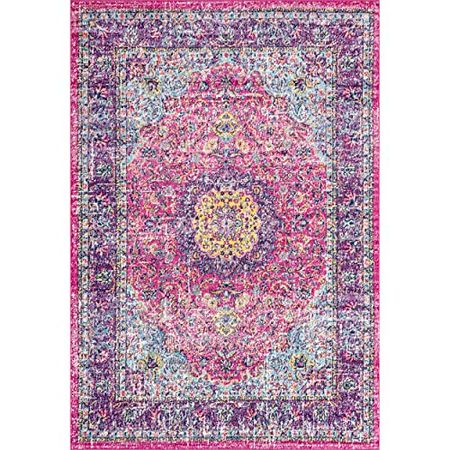 nuLOOM RZBD07D Vintage Persian Verona Area Rug, 9' 10" x 14', Pink