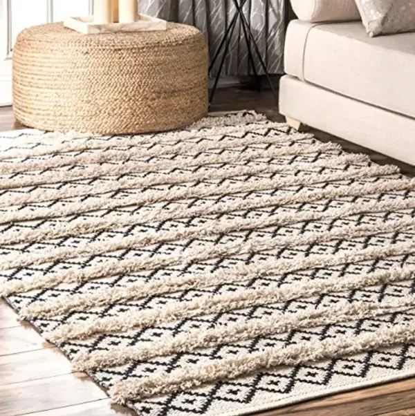 nuLOOM Hand Loomed Cotton Teyana Area Rug, 4x6, Ivory