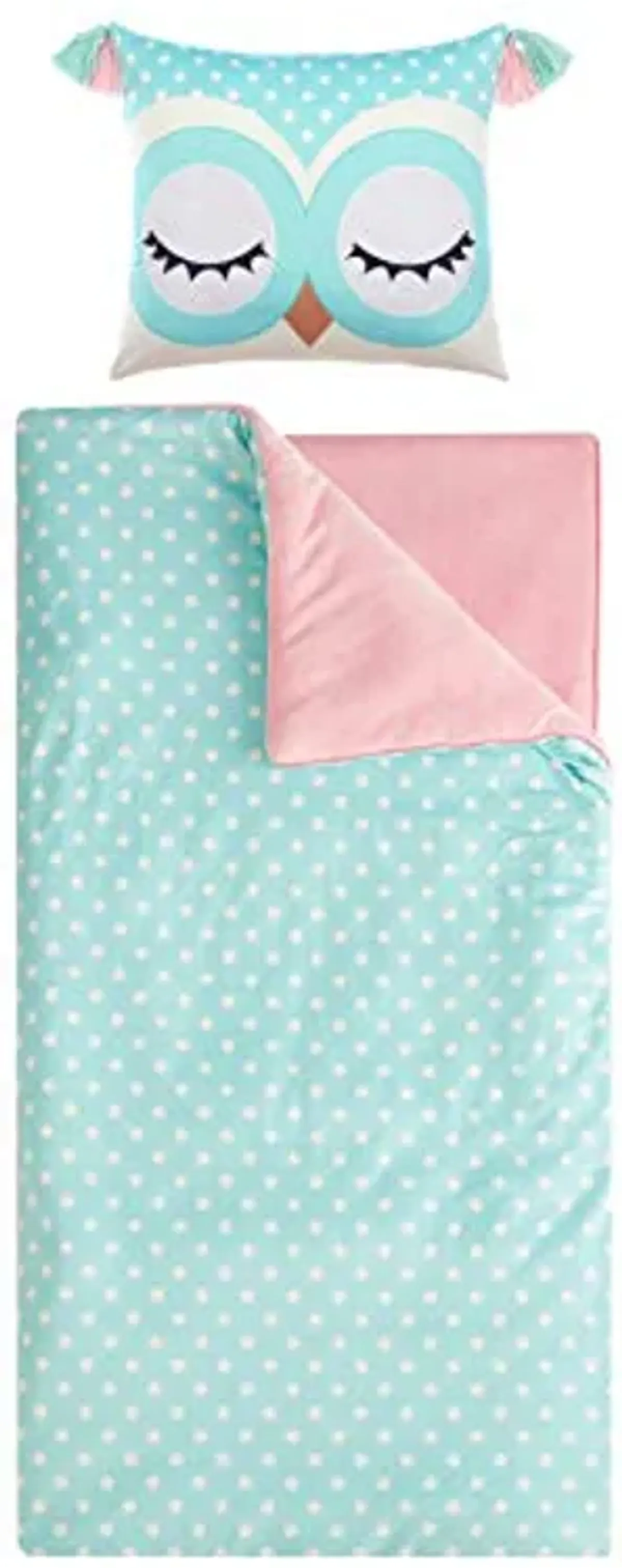 Heritage Kids Owl Sleeping Sac with Pillow, Aqua,count of 2