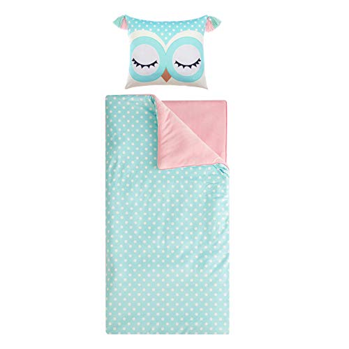 Heritage Kids Owl Sleeping Sac with Pillow, Aqua,count of 2