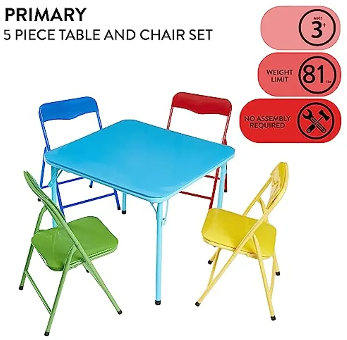 Heritage Kids 5Piece Table & Chair Set, Primary