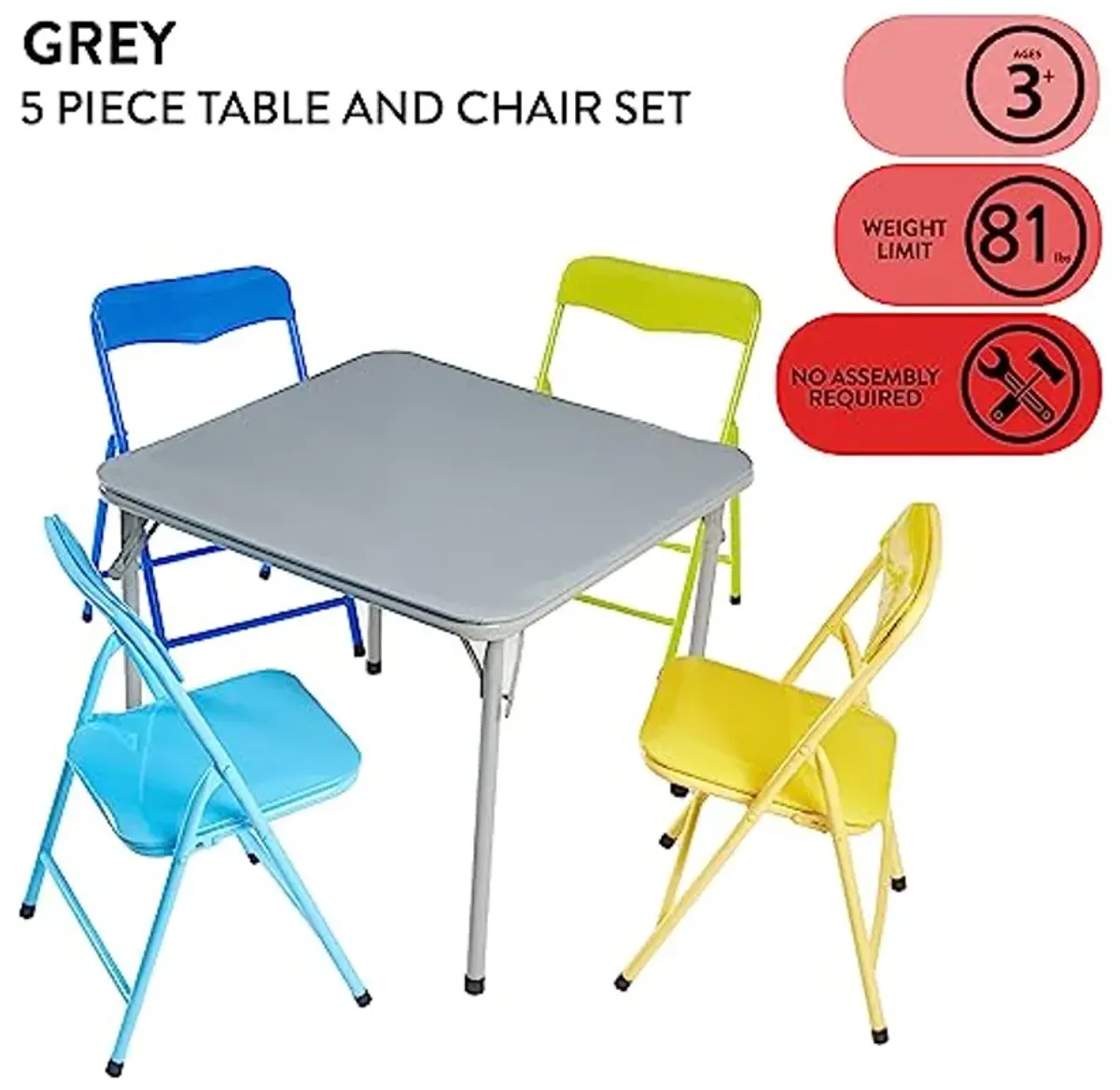 Heritage Kids 5Piece Table & Chair Set, Blue, 5 Piece