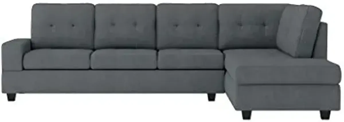 Homelegance 112" x 81" Reversible Sectional Sofa, Dark Gray
