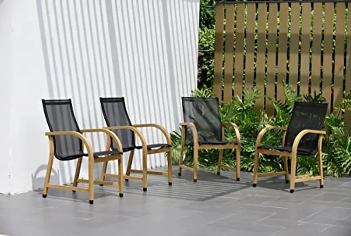 Amazonia Adelaide Eucalyptus Patio Dining Set | Teak Finish | Durable and Ideal for Outdoors, Round 5-Piece