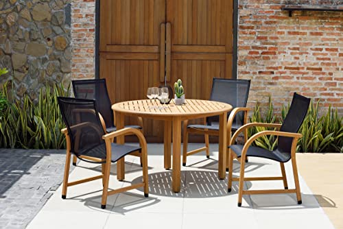 Amazonia Adelaide 5 Piece Round Eucalyptus Patio Dining Set | Teak Finish | Durable and Ideal for Outdoors
