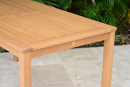 Amazonia Delaware Rectangular Dining Table | Teak Finish | Durable and Ideal for Indoors and Outdoors, Light Brown
