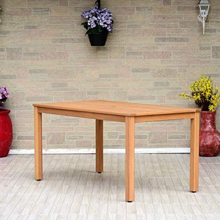Amazonia Delaware Rectangular Dining Table | Teak Finish | Durable and Ideal for Indoors and Outdoors, Light Brown
