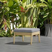 Amazonia Denton Patio Ottoman | Durable Outdoor and Indoor Furniture Made of Teak | Olefin Cushions, Light Brown