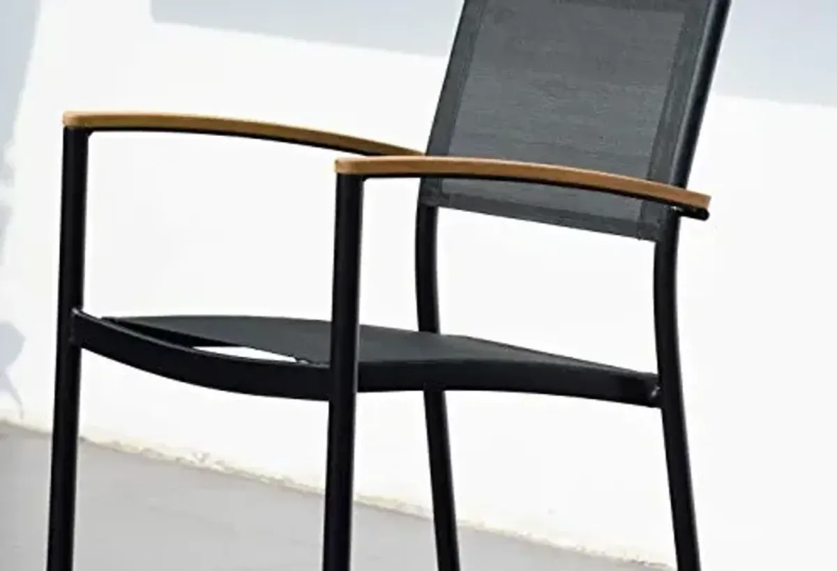 Amazonia Juliette Patio Stacking Chairs | Black and Quick Dry Sling Chairs | Durable and Ideal for Indoors and Outdoors (Set of 4)