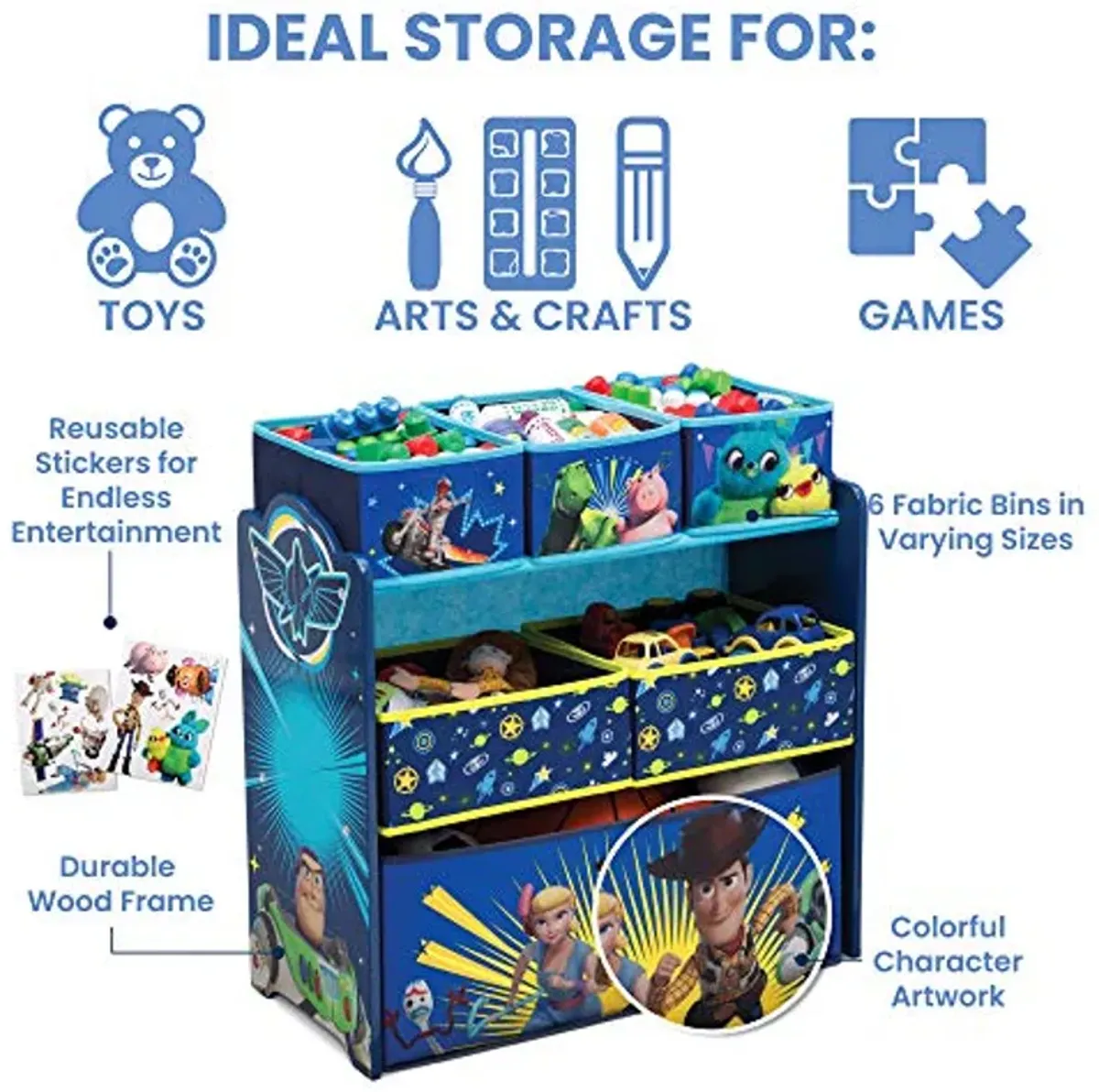 Disney/Pixar Toy Story 4 6 Bin Design and Store Toy Organizer by Delta Children