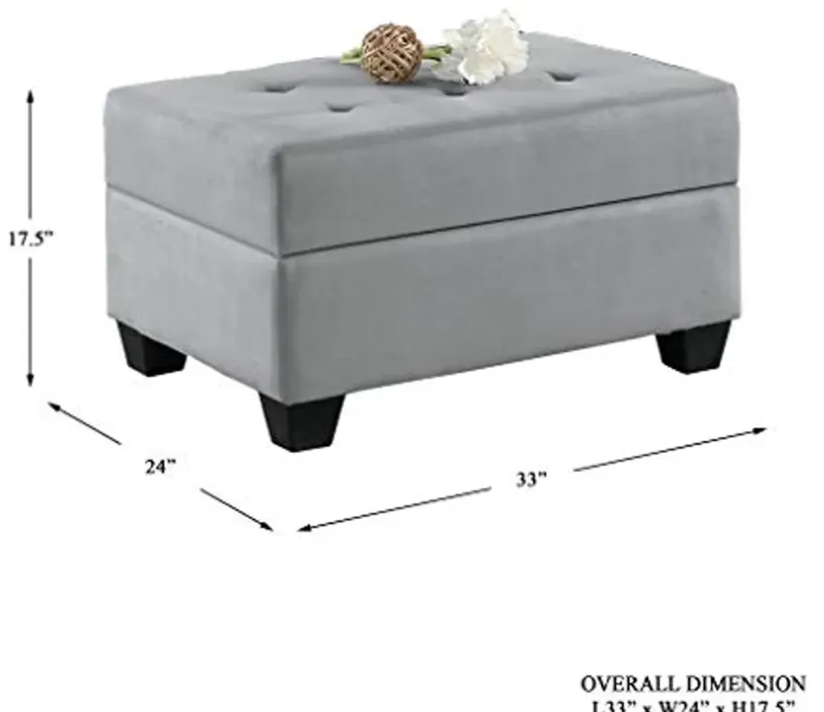 Homelegance Storage Ottoman, Gray