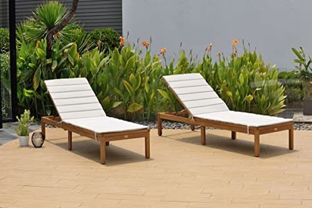 Amazonia Regatta Patio Chaise Lounger | Durable Outdoor Furniture with Teak Finish | Grey Cushion