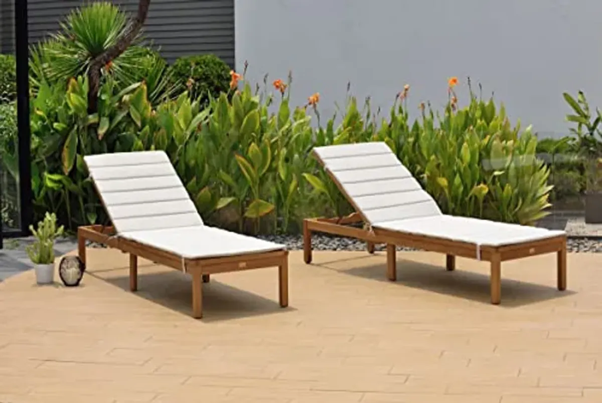 Amazonia Regatta Patio Chaise Lounger | Durable outdoor furniture with Teak Finish | Grey Cushion