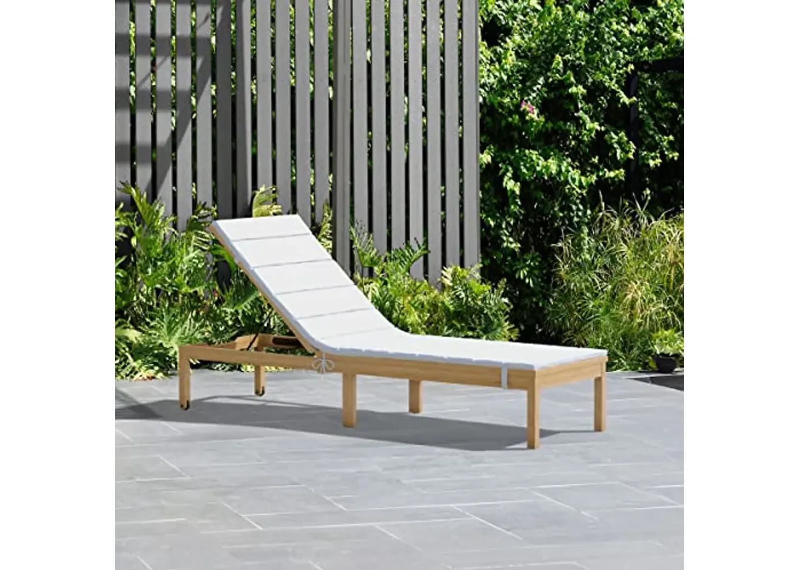 Amazonia Regatta Patio Chaise Lounger | Durable outdoor furniture with Teak Finish | Grey Cushion