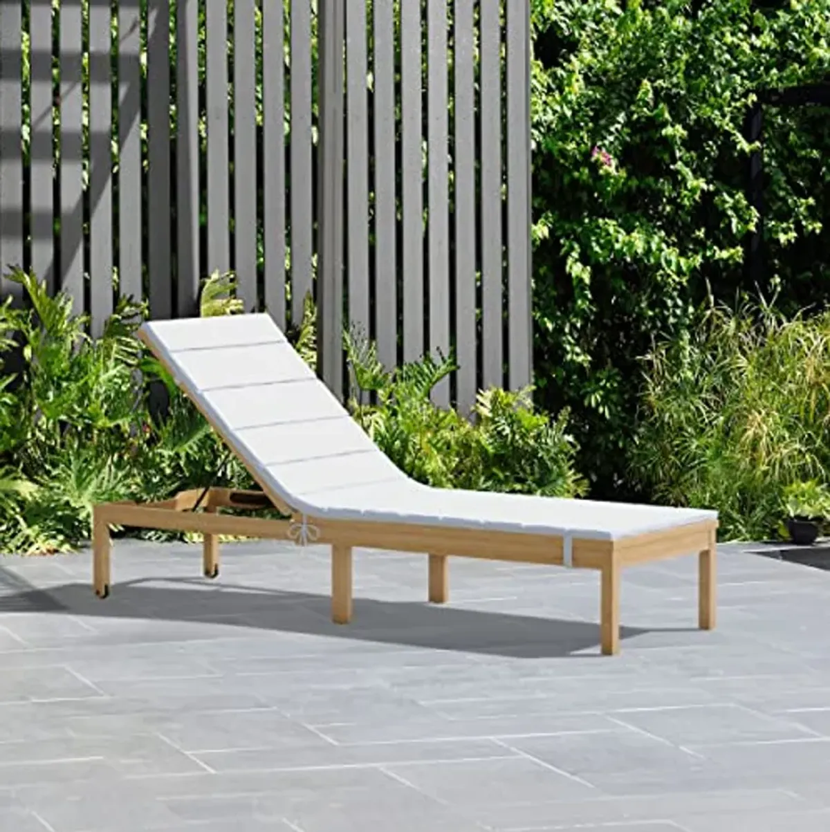 Amazonia Regatta Patio Chaise Lounger | Durable outdoor furniture with Teak Finish | Grey Cushion